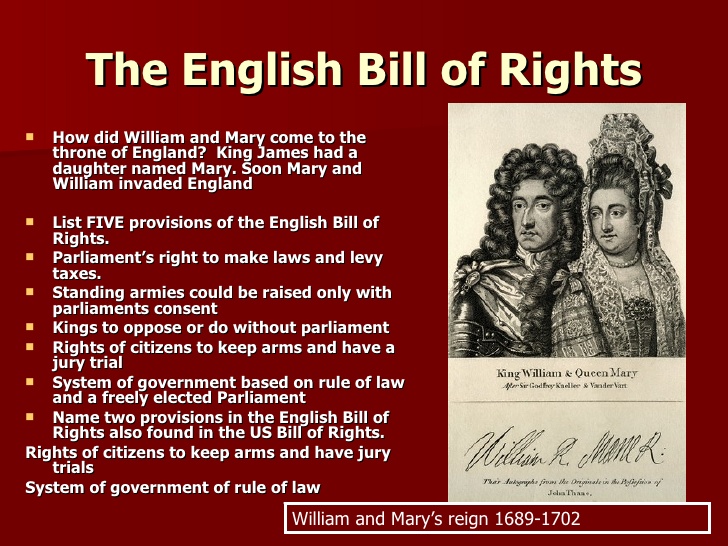 The English Bill Of Rights An Act Signed Into Aw In 1689